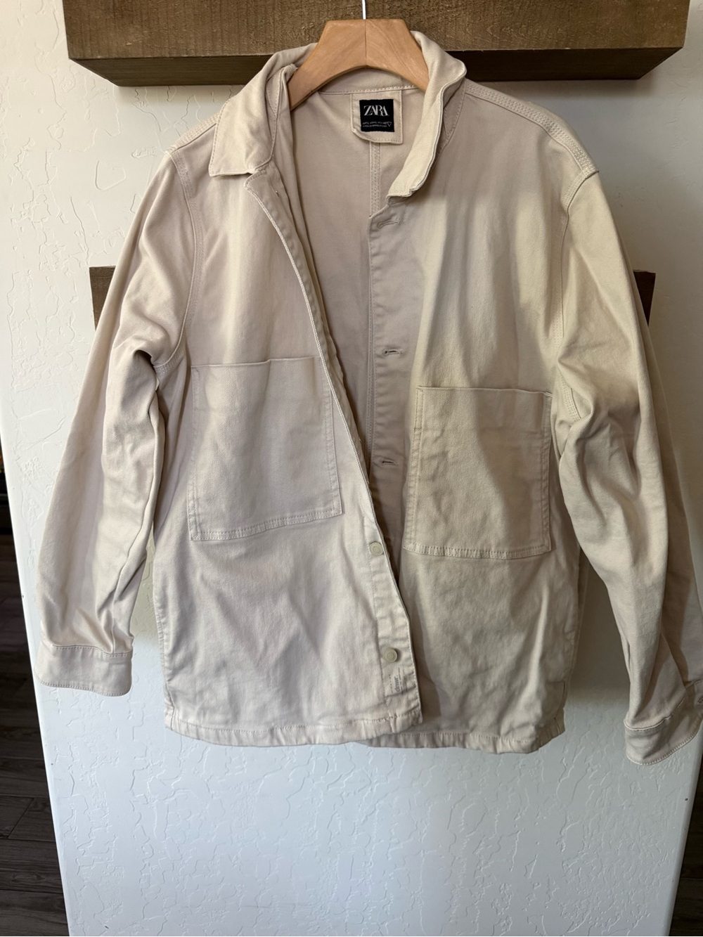 Zara|Canvas denim chore jacket in Off-White ,Workwear Shirt Jacket/anorak•LARGE - Picture 3 of 16